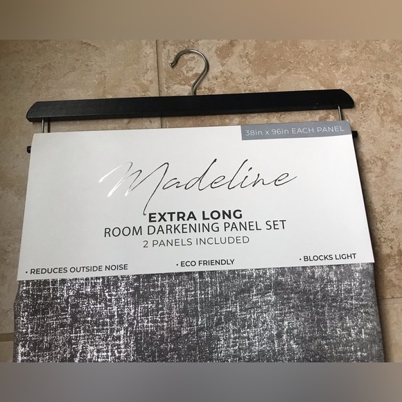 NWT Madeline Room Darkening Extra Long 96in Panel Set Decor Drapes - Charcoal - Picture 6 of 8